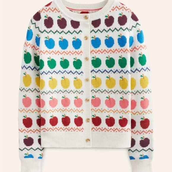 NWT Boden Edie Fair Isle Apple Cardigan - Picture 2 of 5